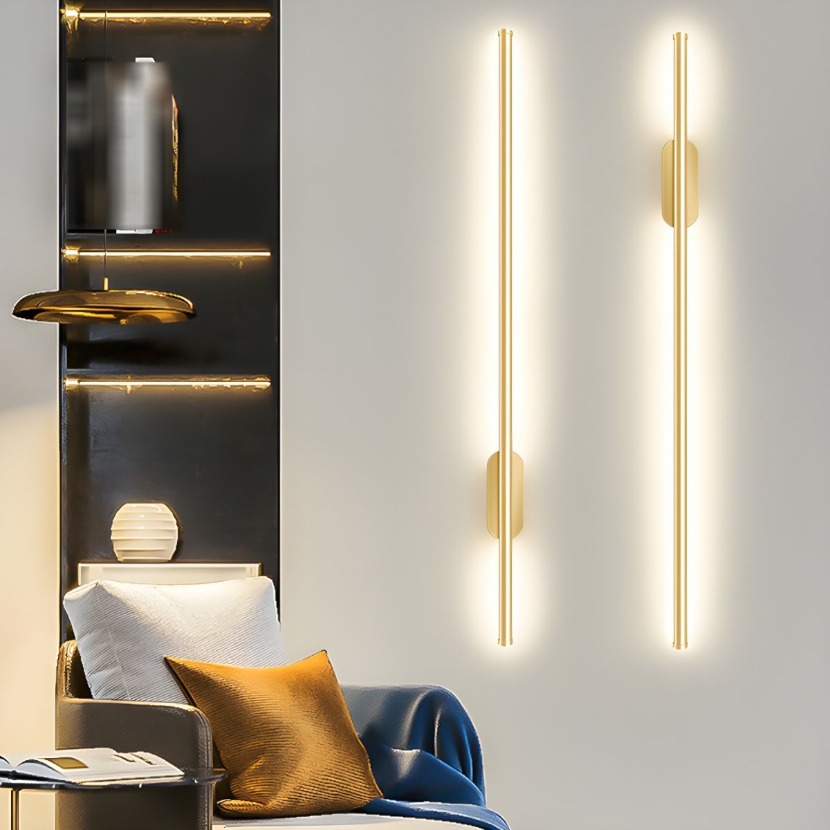Seraphina Linear Wall Sconce — Vertical Profile, Gold or Black