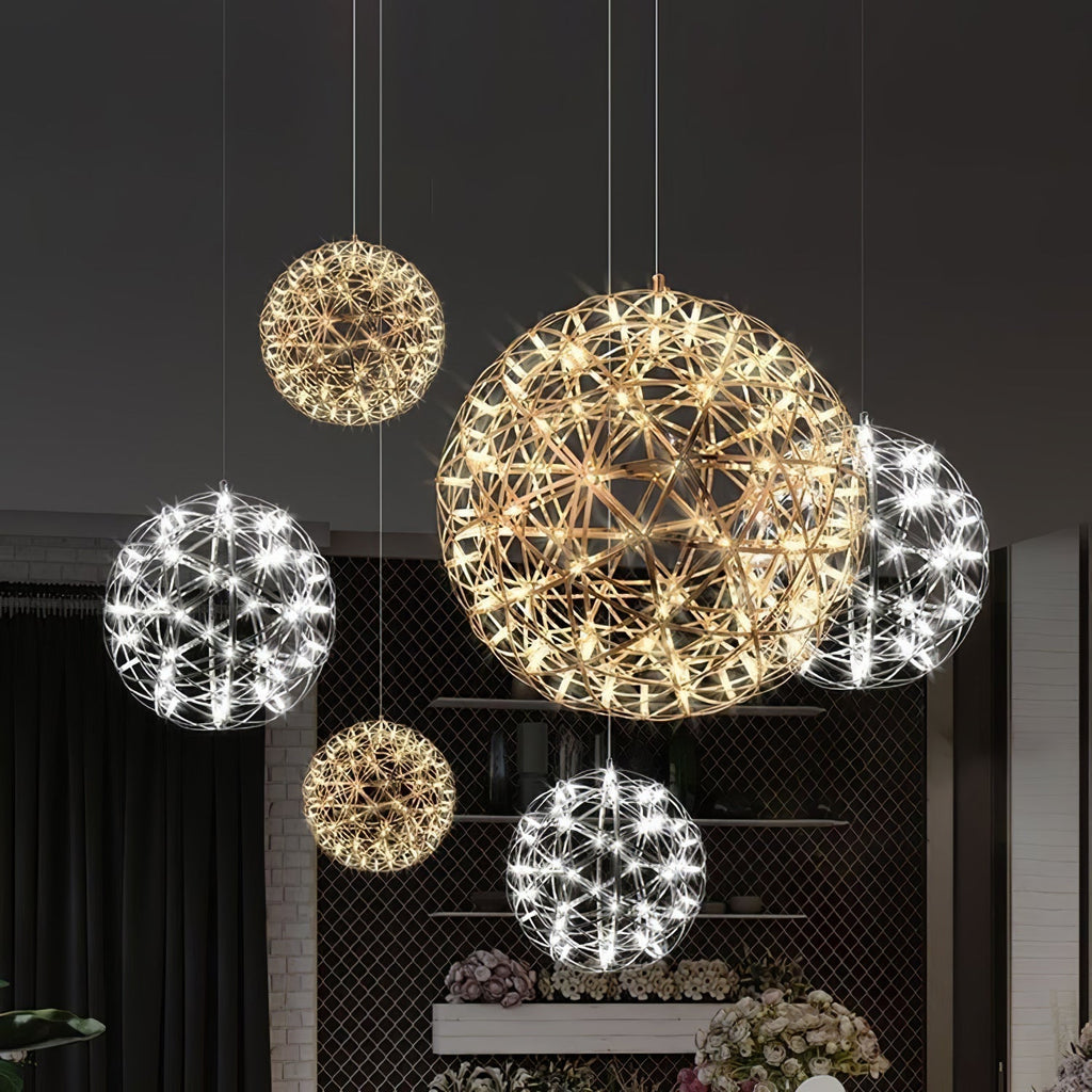 Spark Ball Pendant Light — Silver Finish