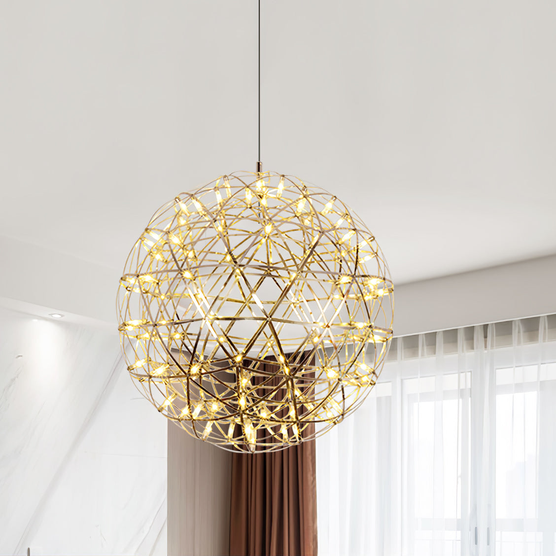 Spark Ball Pendant Light — Silver Finish