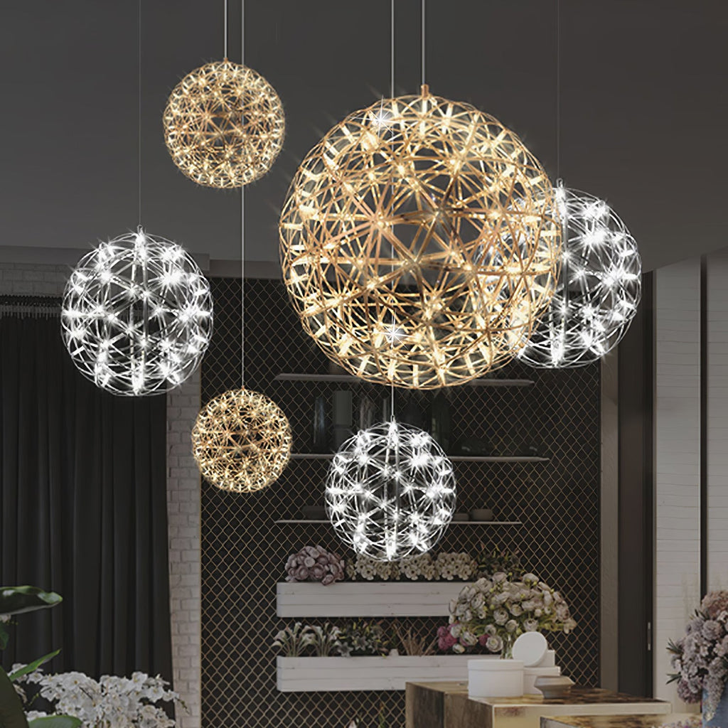 Spark Ball Pendant Light — Silver Finish