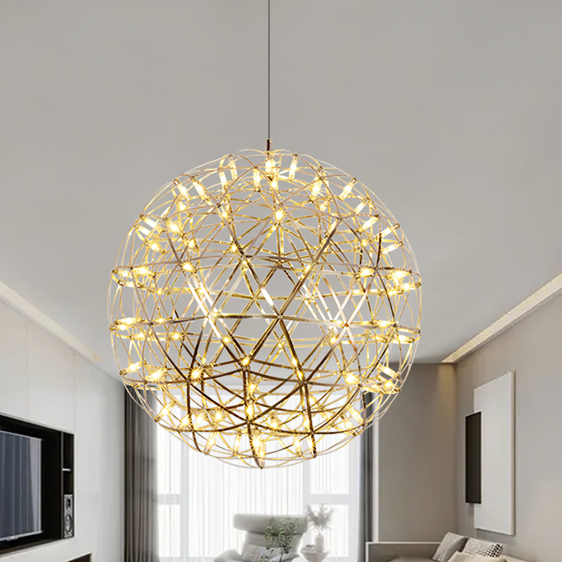 Spark Ball Pendant Light — Silver Finish