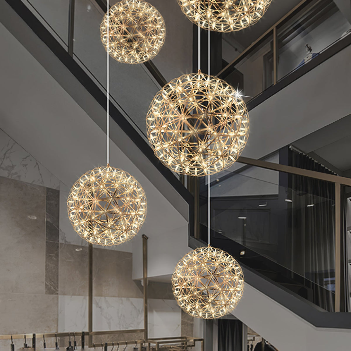 Spark Ball Pendant Light — Silver Finish