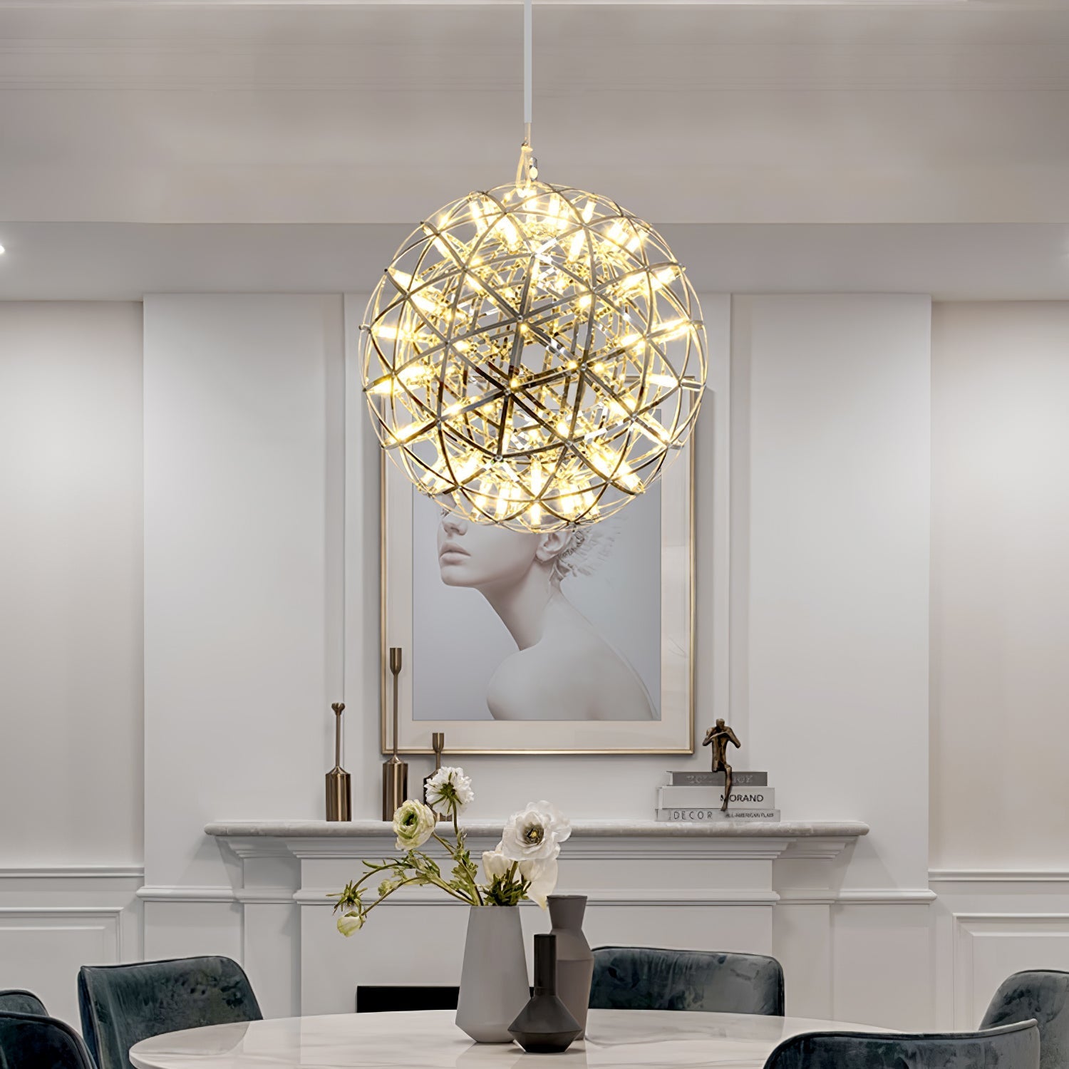 Spark Ball Pendant Light — Silver Finish