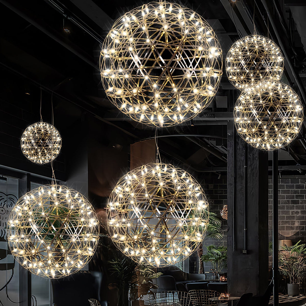 Spark Ball Pendant Light — Silver Finish