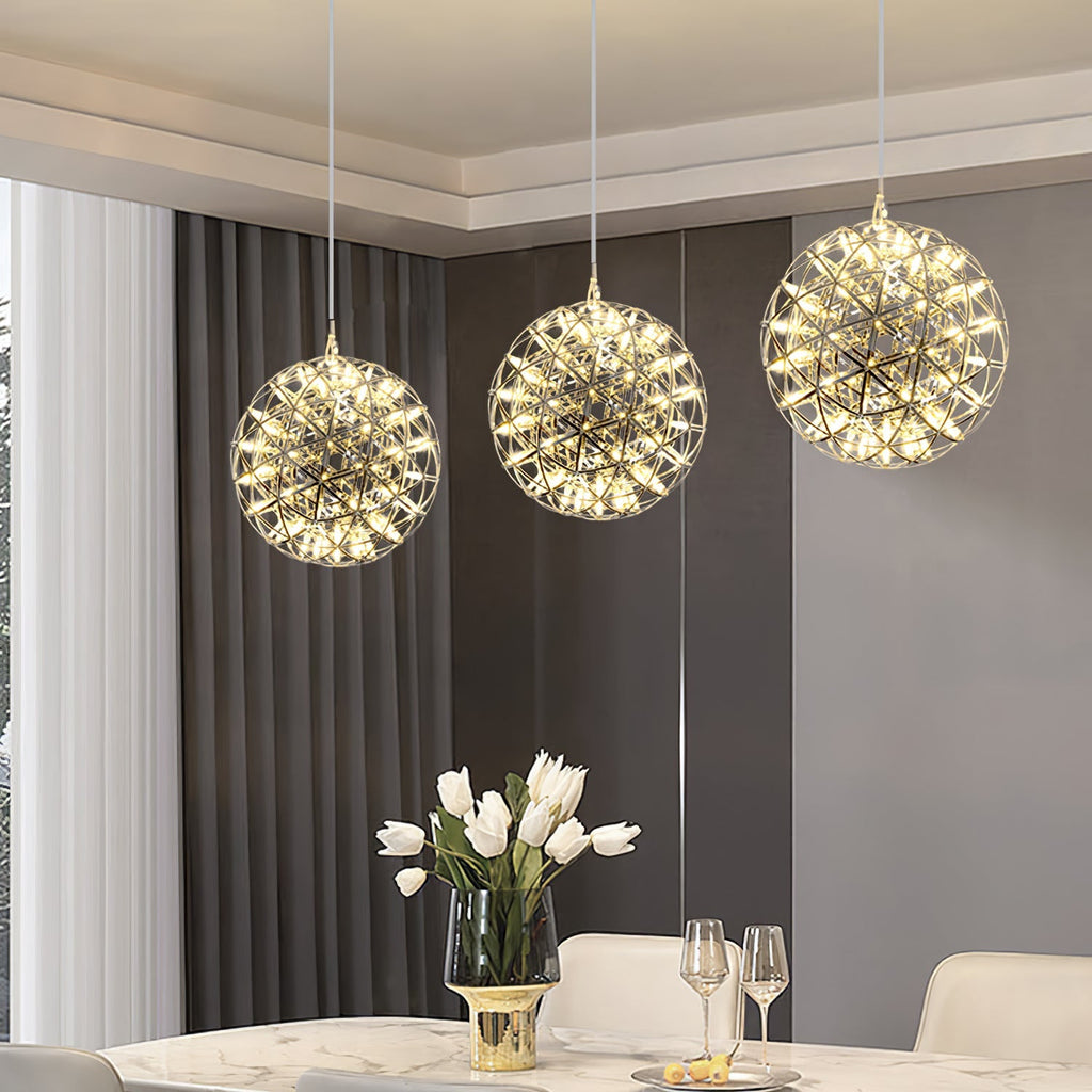 Spark Ball Pendant Light — Silver Finish