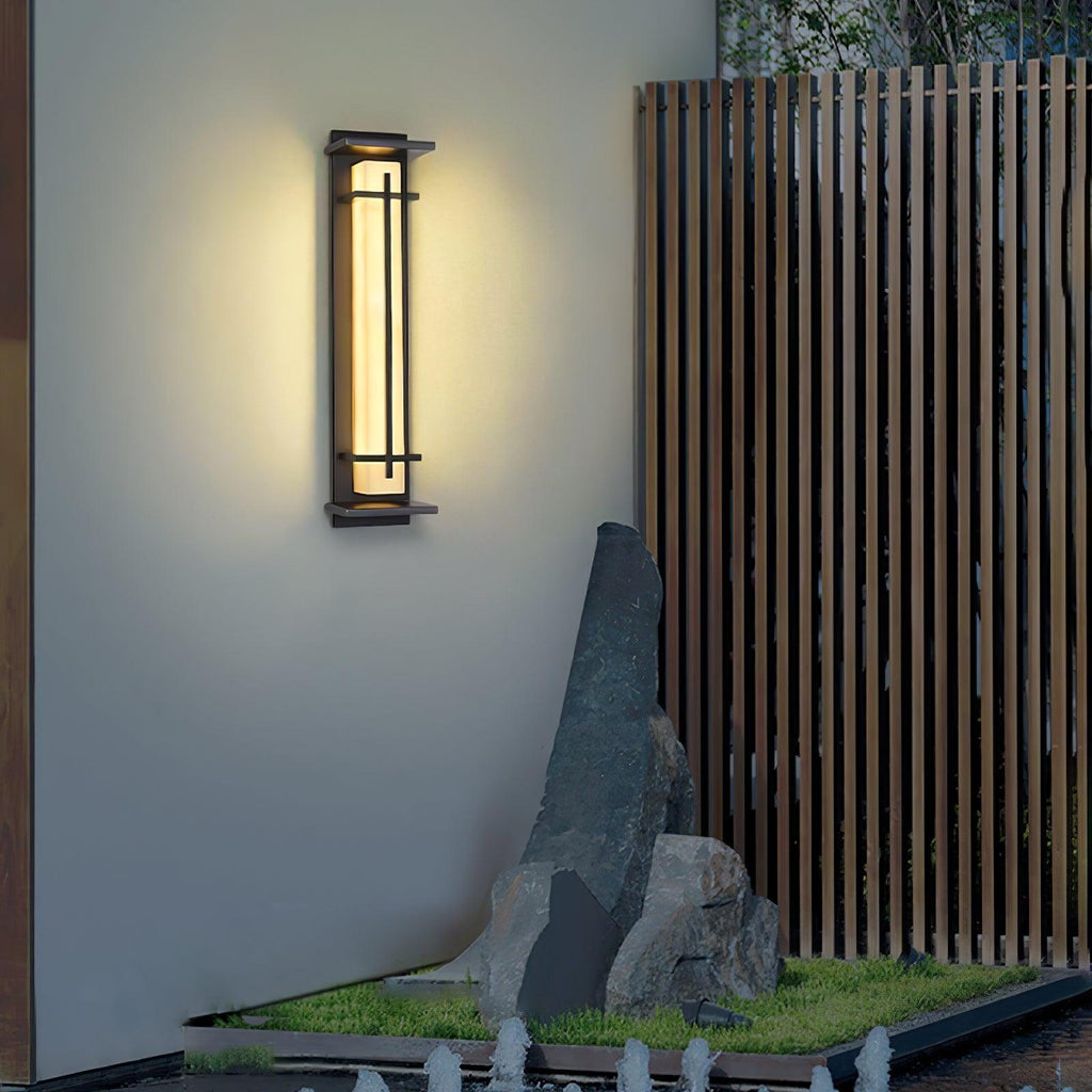 Outdoor IP65 Wall Light — Square Alabaster