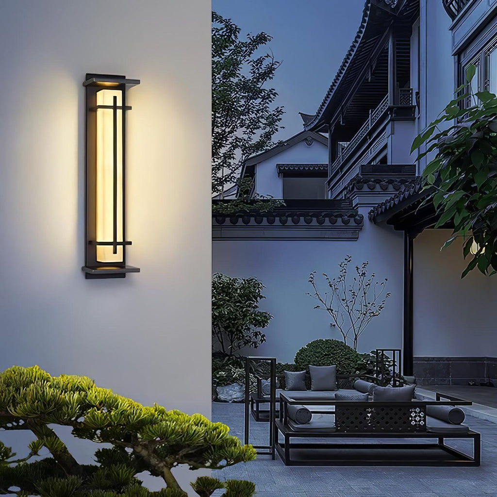Outdoor IP65 Wall Light — Square Alabaster