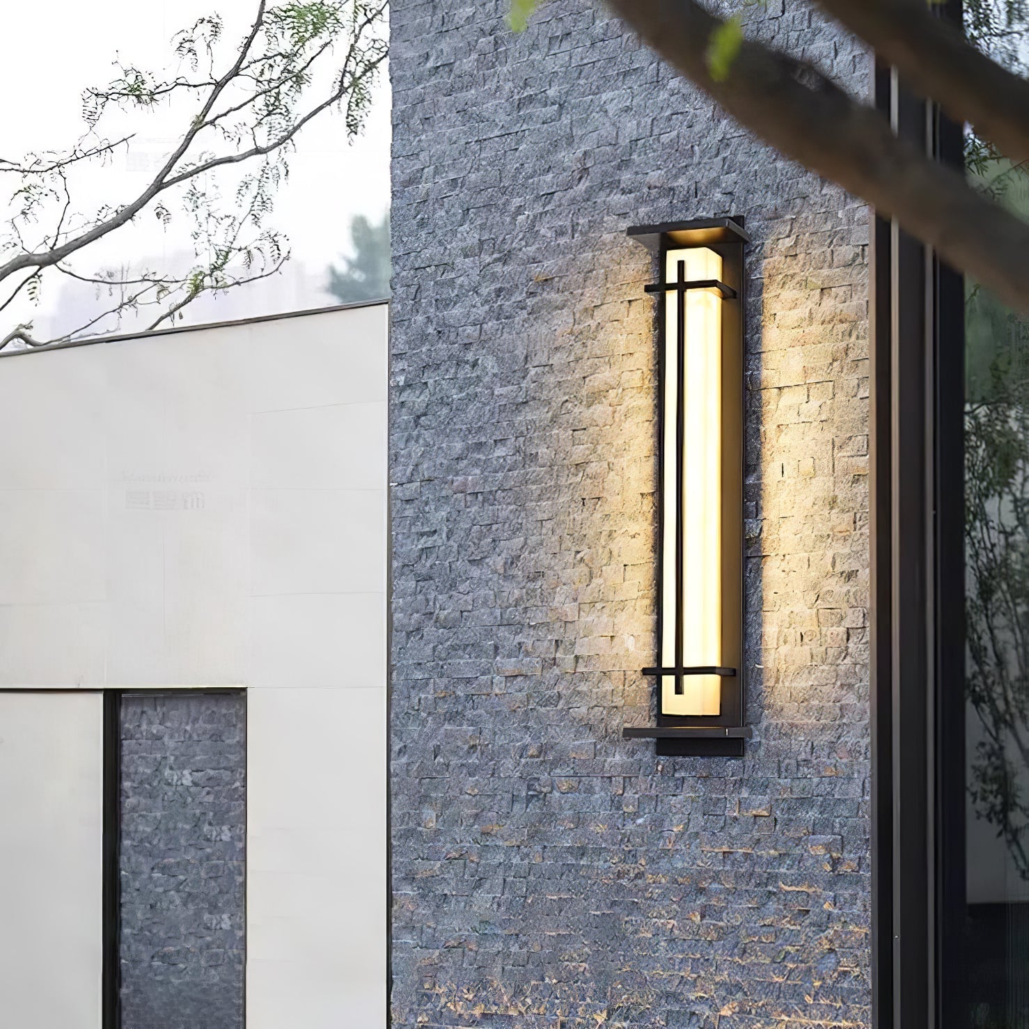 Outdoor IP65 Wall Light — Square Alabaster