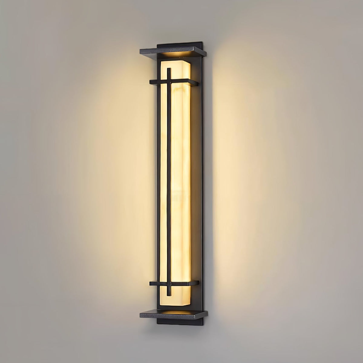 Outdoor IP65 Wall Light — Square Alabaster