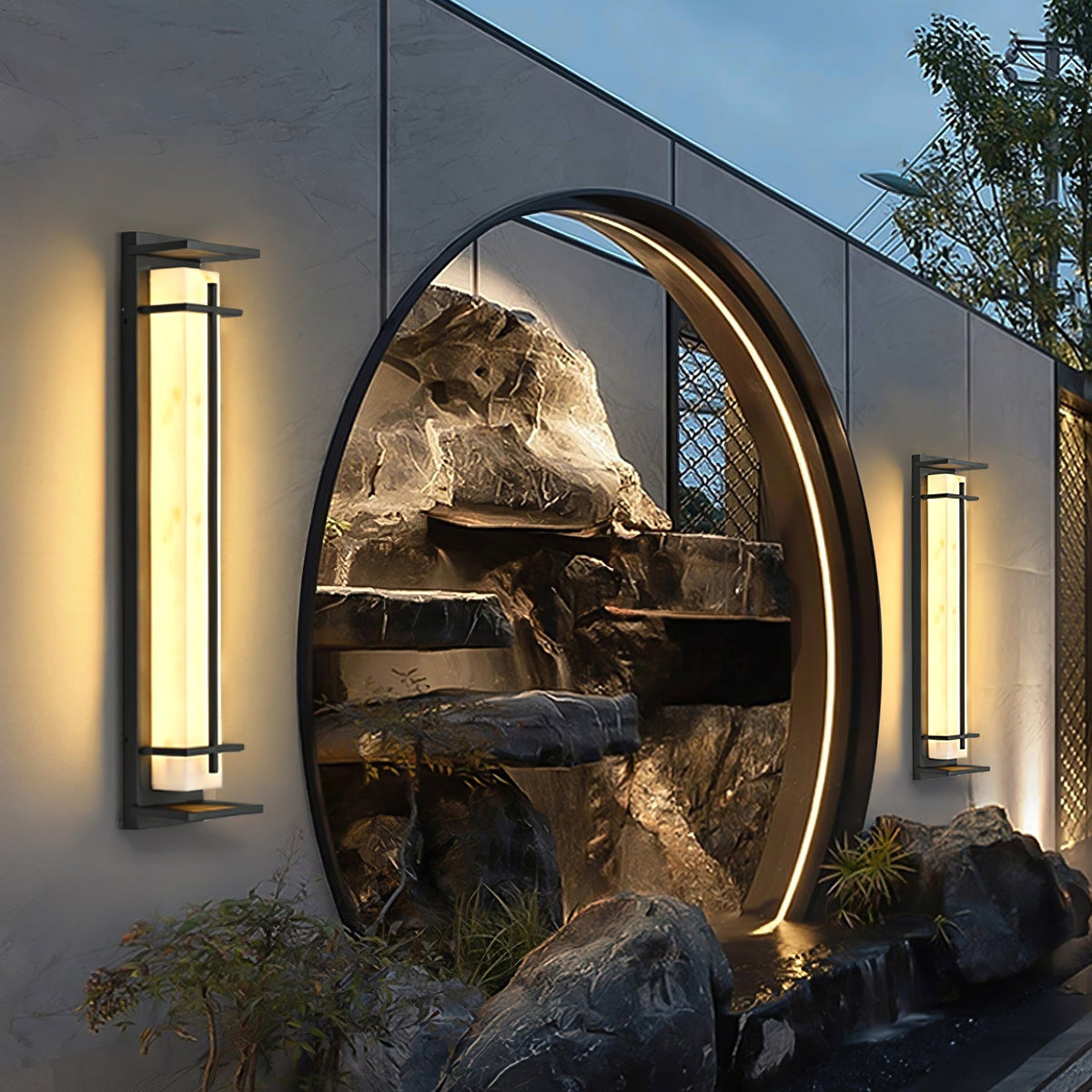Outdoor IP65 Wall Light — Square Alabaster