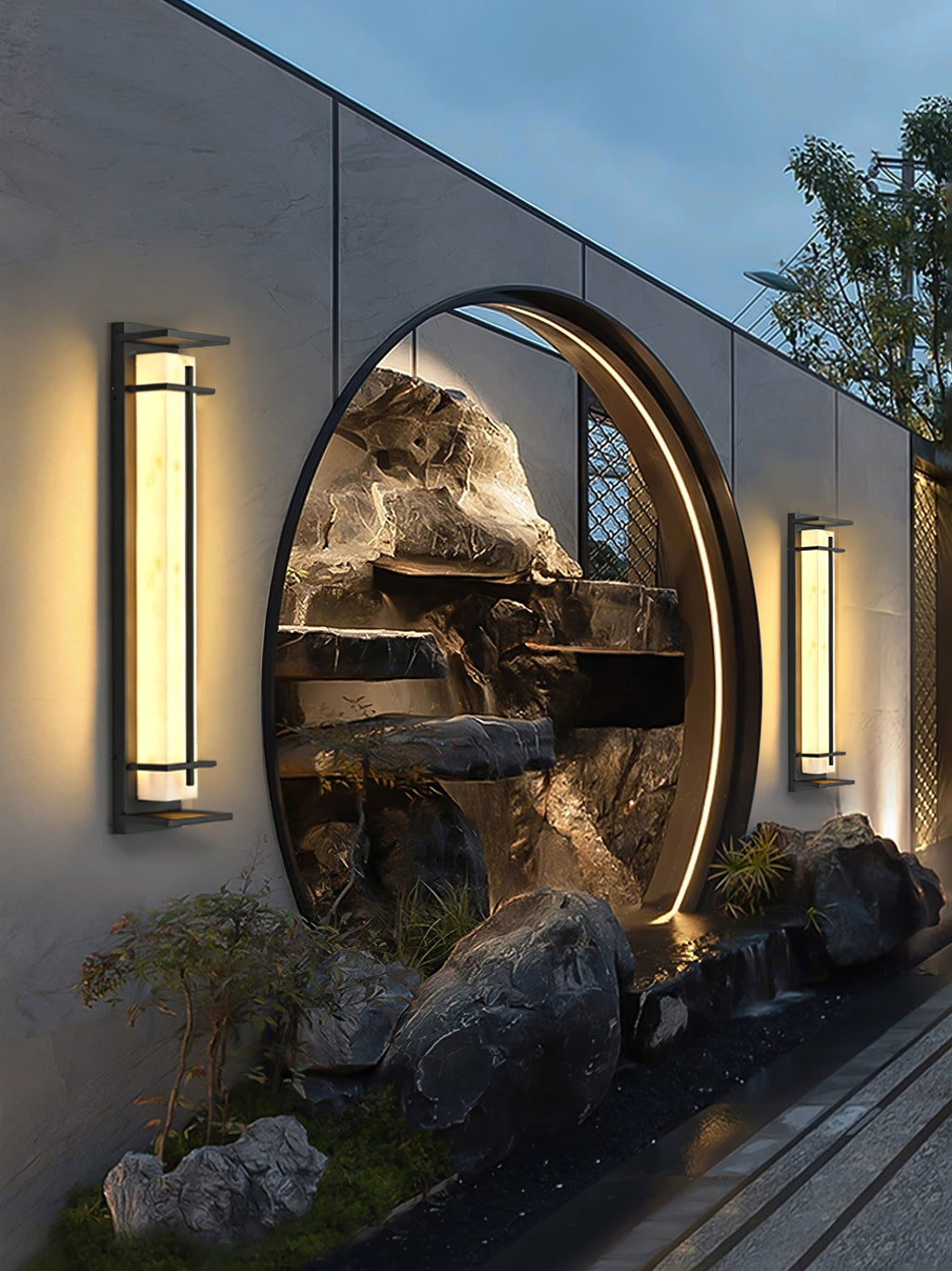 Outdoor IP65 Wall Light — Square Alabaster