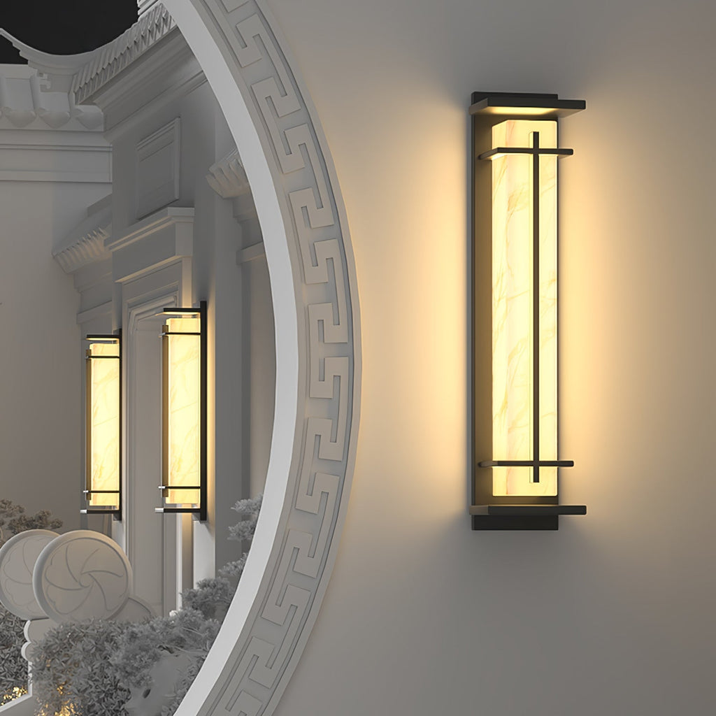 Outdoor IP65 Wall Light — Square Alabaster