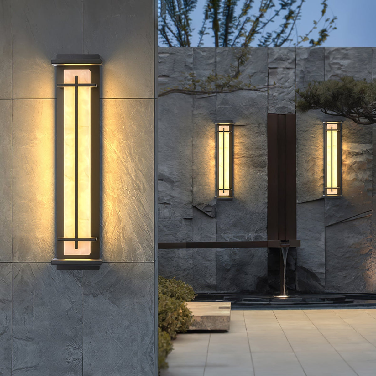 Outdoor IP65 Wall Light — Square Alabaster