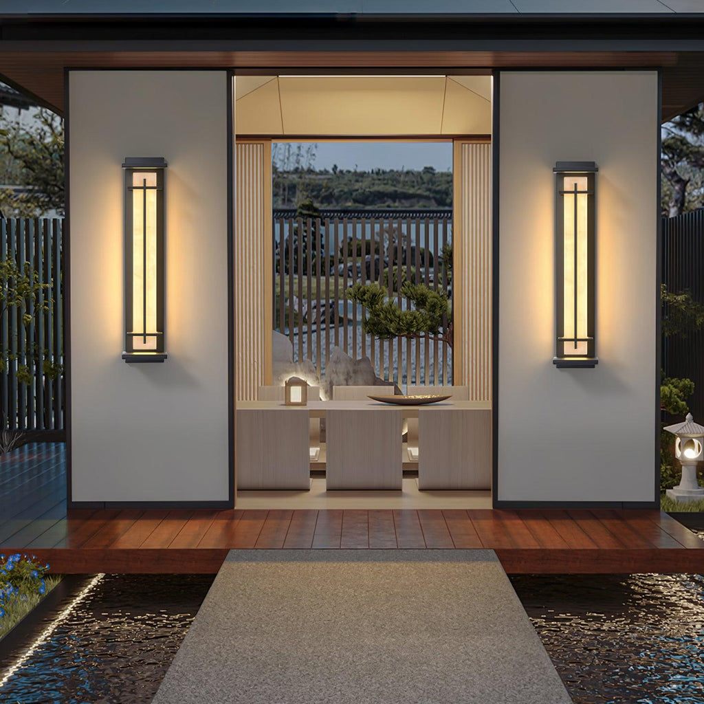 Outdoor IP65 Wall Light — Square Alabaster