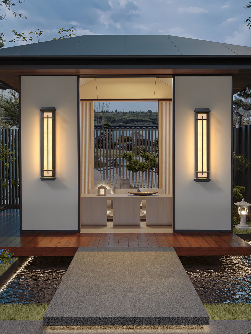 Outdoor IP65 Wall Light — Square Alabaster