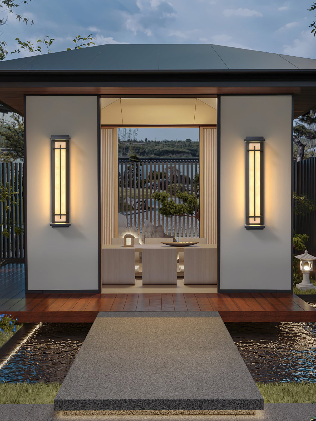 Outdoor IP65 Wall Light — Square Alabaster