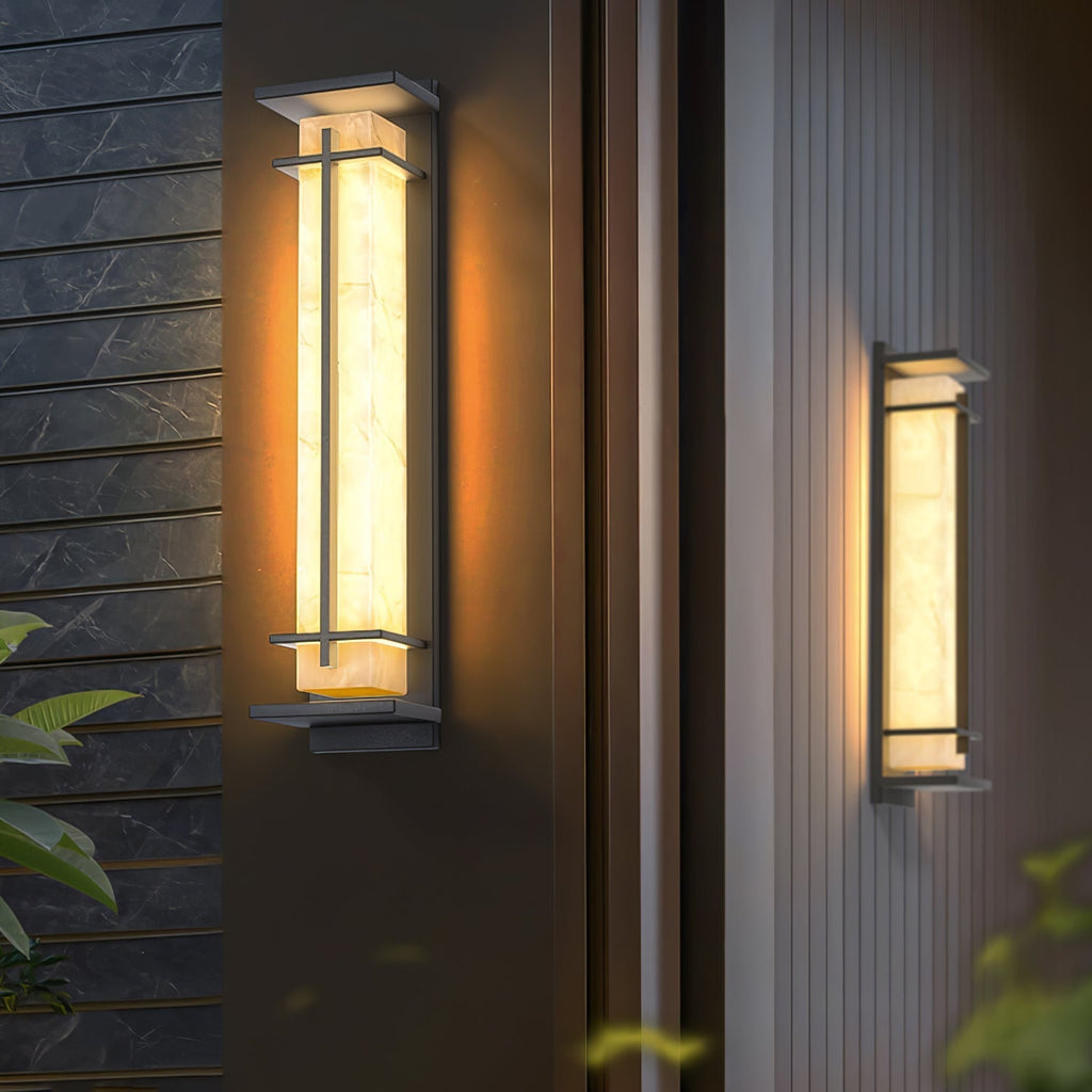 Lámpara de pared exterior cuadrada de alabastro — impermeable IP65, tres tamaños