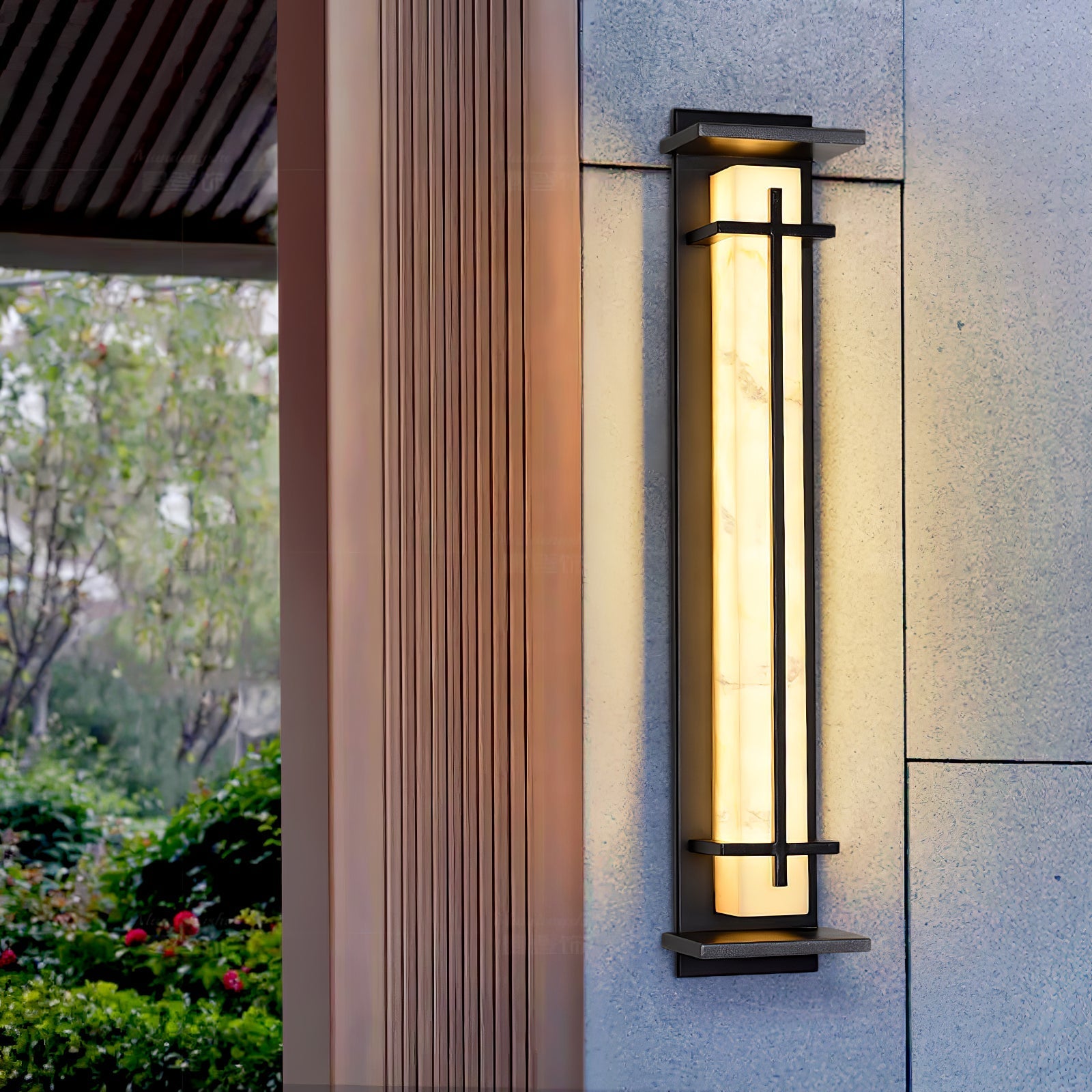 Outdoor IP65 Wall Light — Square Alabaster