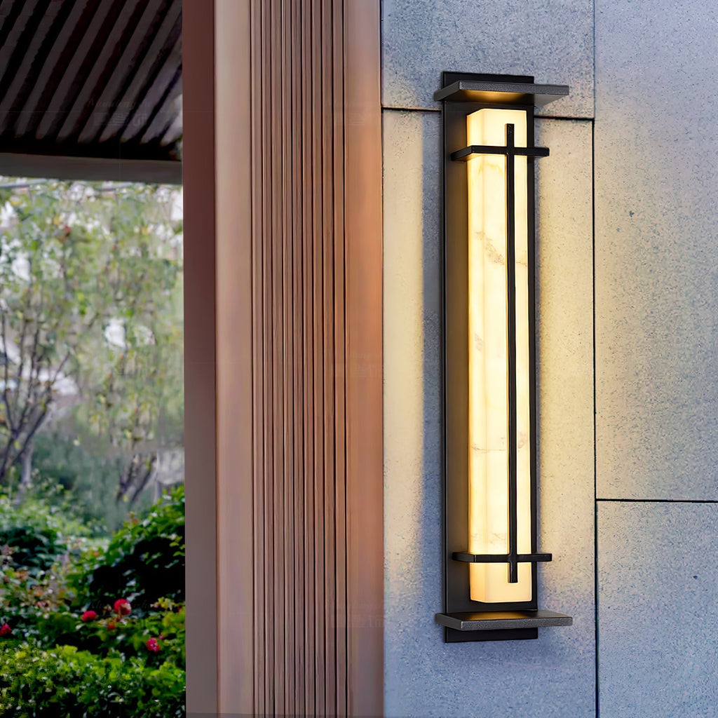Lámpara de pared exterior cuadrada de alabastro — impermeable IP65, tres tamaños