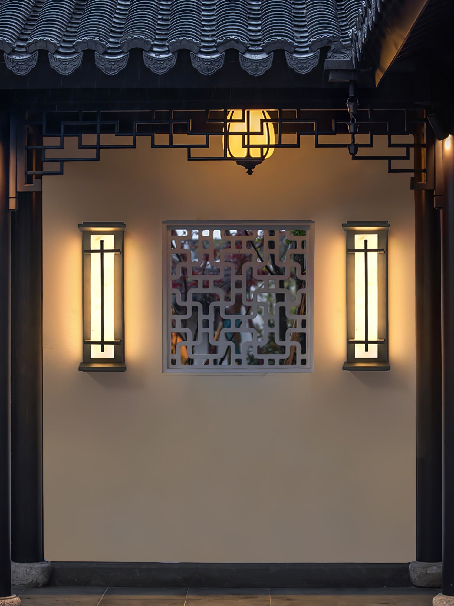 Outdoor IP65 Wall Light — Square Alabaster