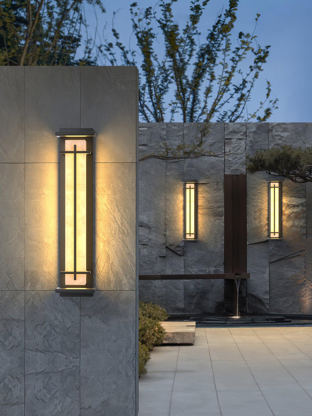 Outdoor IP65 Wall Light — Square Alabaster