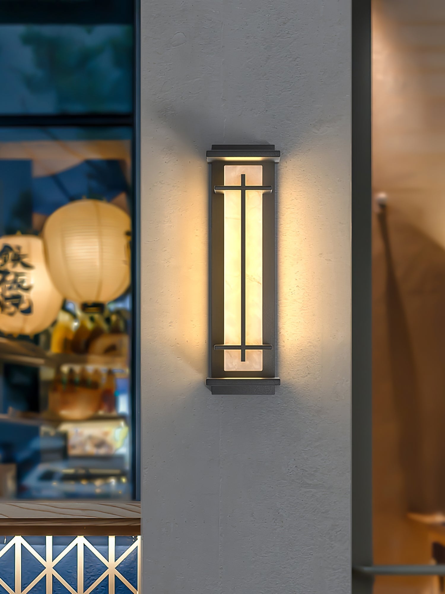 Outdoor IP65 Wall Light — Square Alabaster
