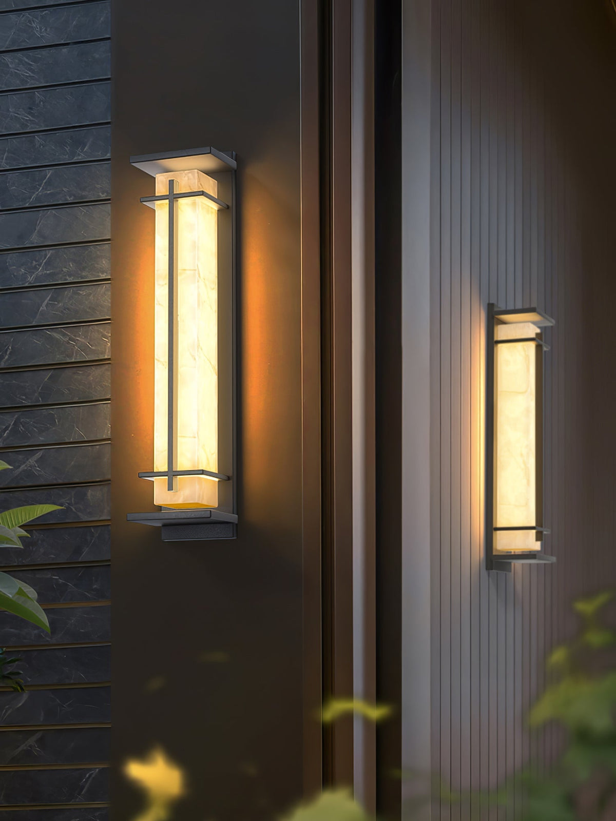 Outdoor IP65 Wall Light — Square Alabaster