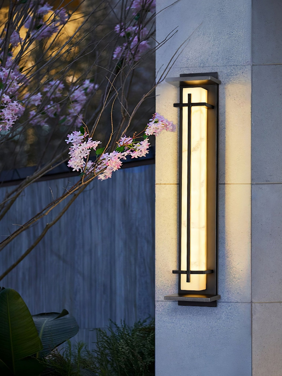 Outdoor IP65 Wall Light — Square Alabaster