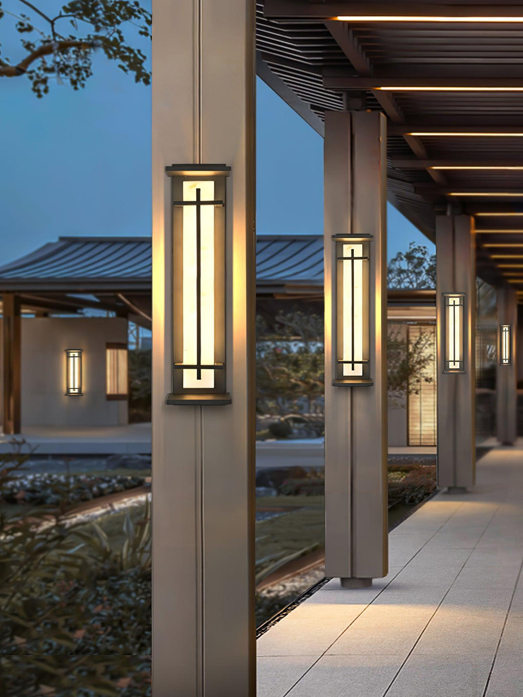 Outdoor IP65 Wall Light — Square Alabaster