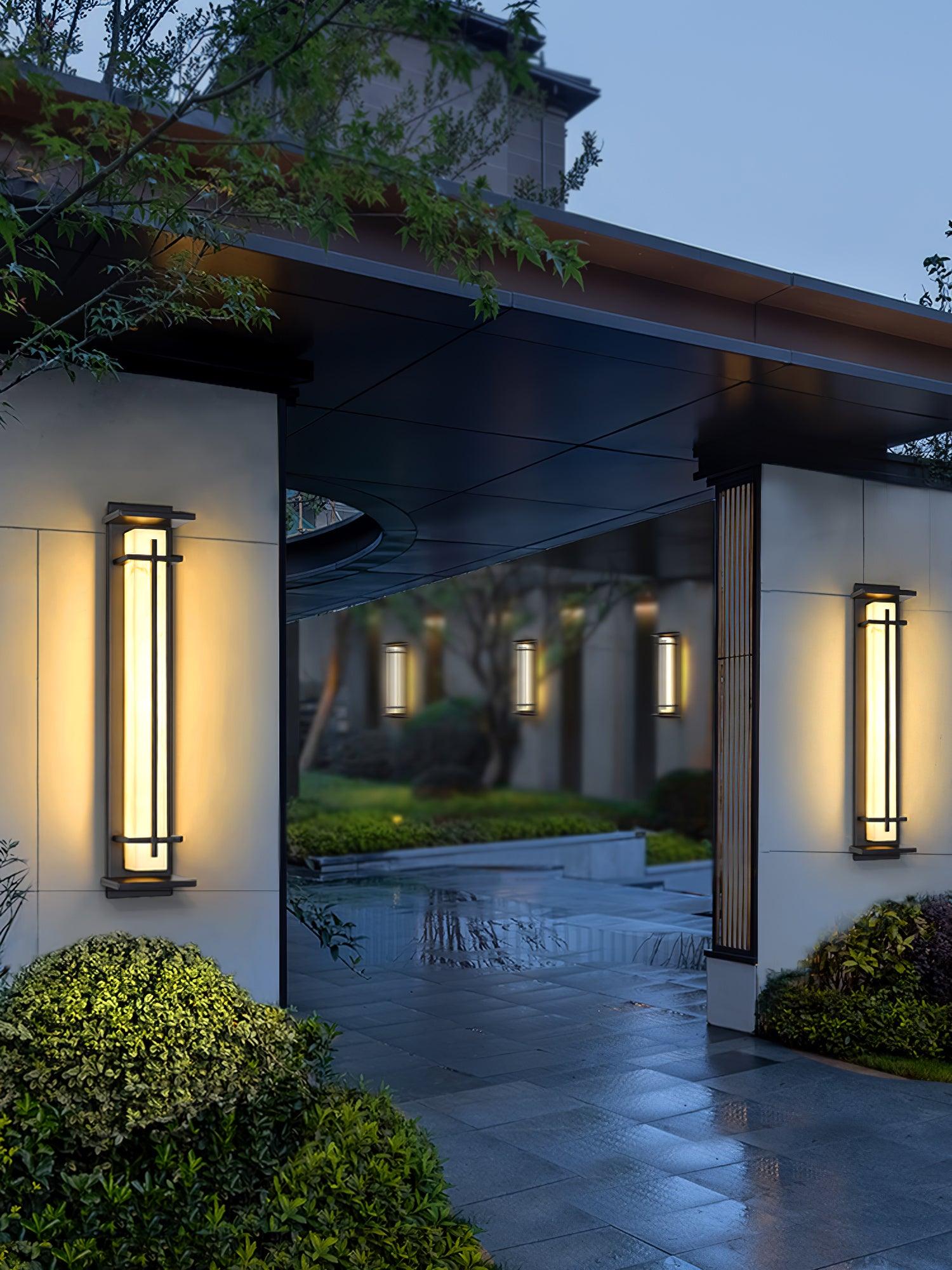 Outdoor IP65 Wall Light — Square Alabaster
