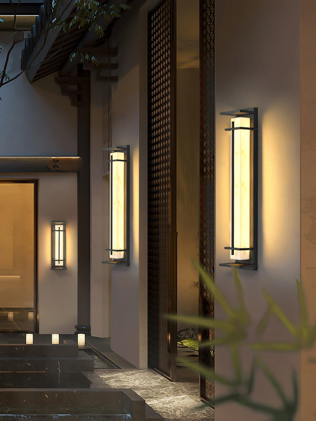 Outdoor IP65 Wall Light — Square Alabaster