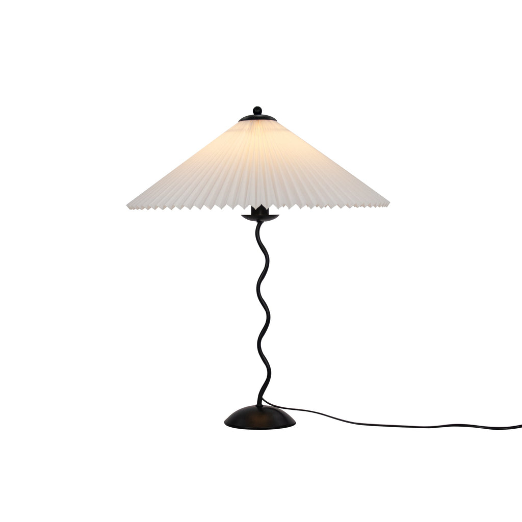 Squiggle Table Lamp — Wavy Stem, Pleated Origami Shade