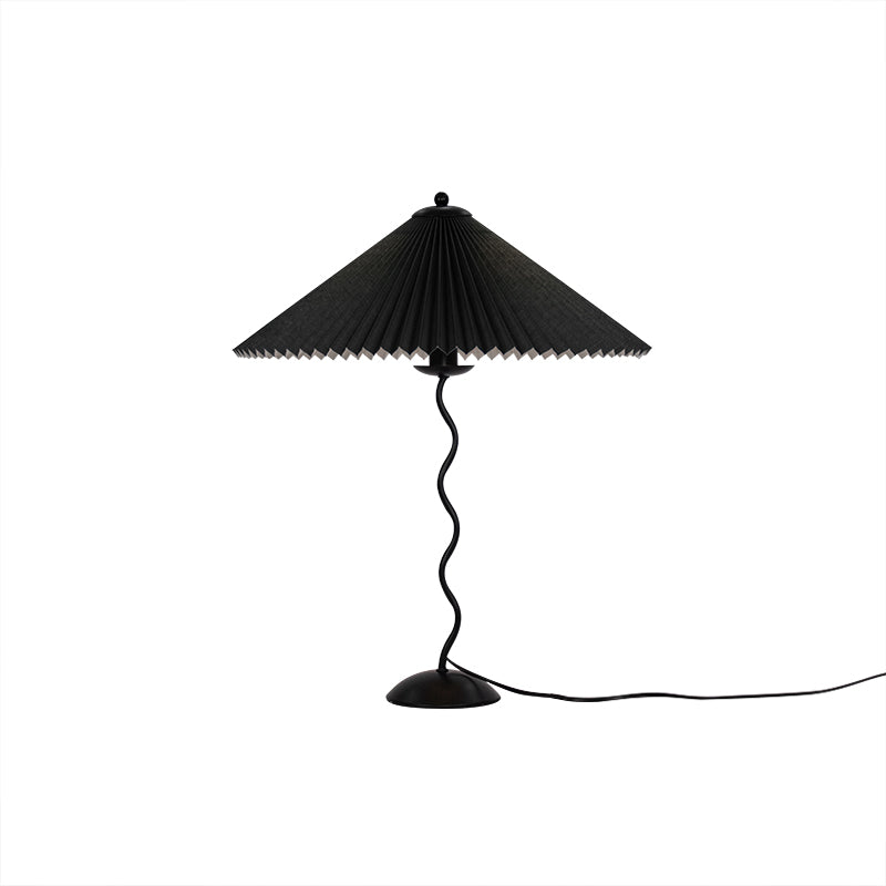 Squiggle Table Lamp — Wavy Stem, Pleated Origami Shade