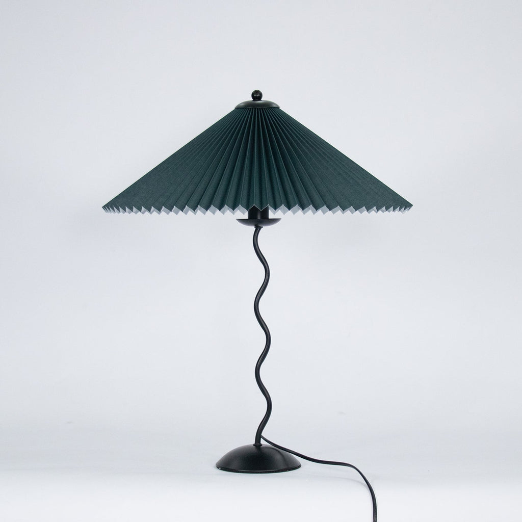 Squiggle Table Lamp — Wavy Stem, Pleated Origami Shade