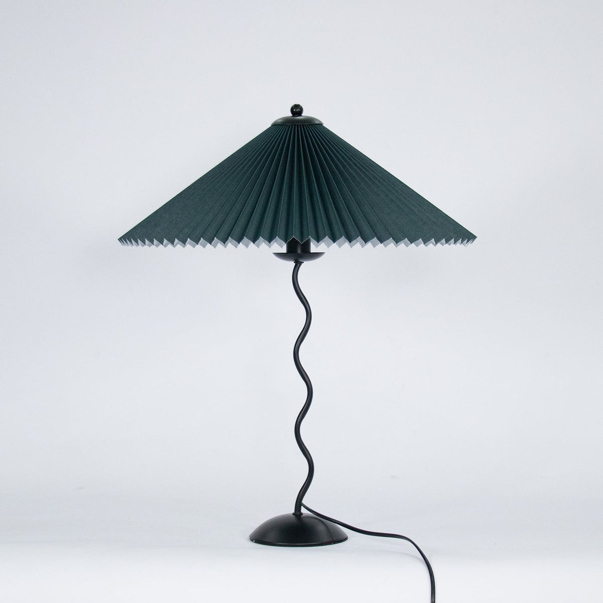 Squiggle Table Lamp — Wavy Stem, Pleated Origami Shade