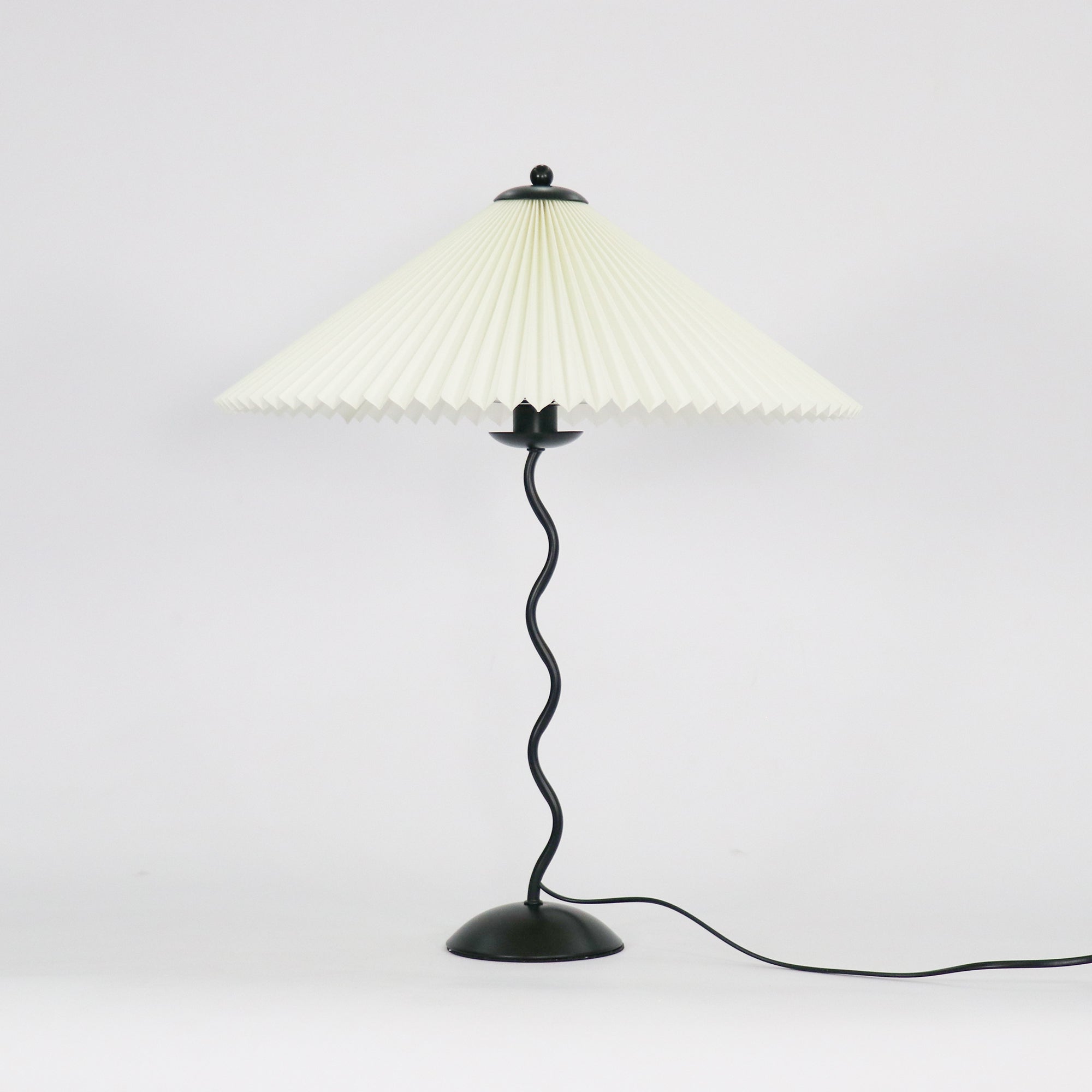 Squiggle Table Lamp — Wavy Stem, Pleated Origami Shade