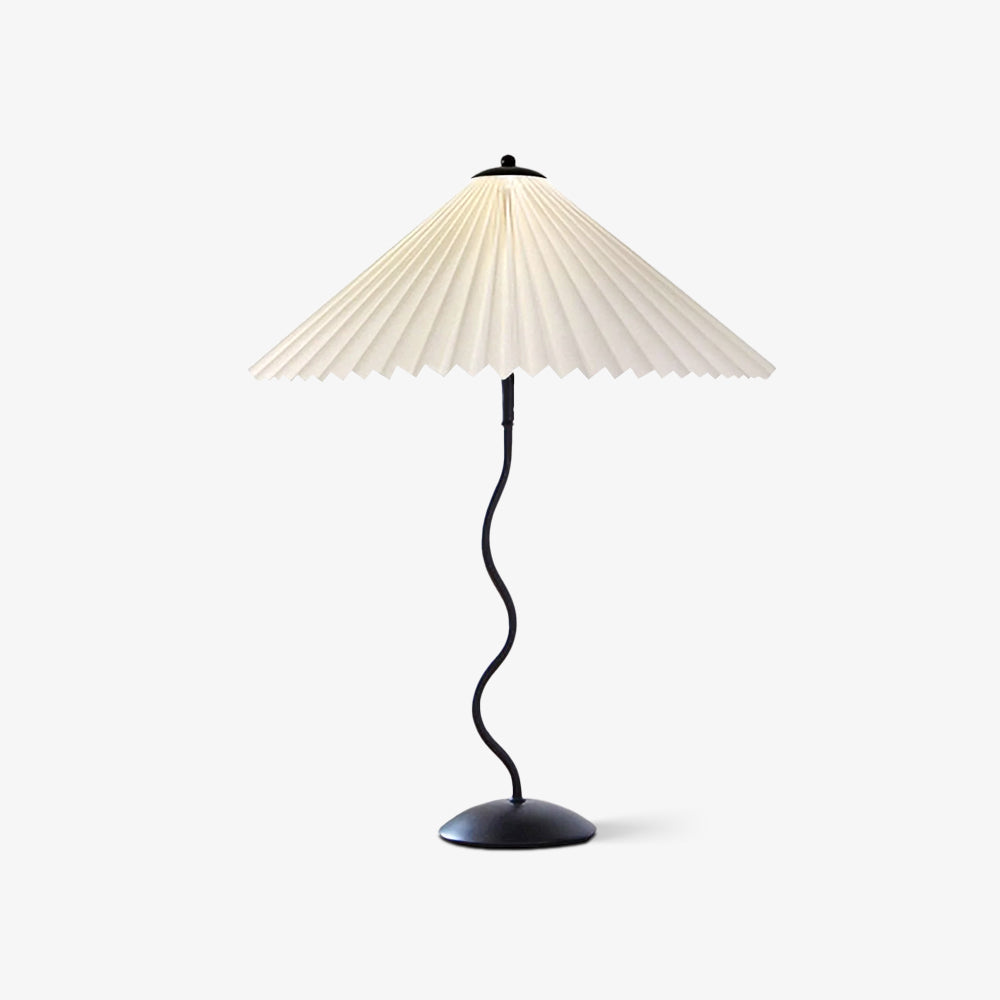 Squiggle Table Lamp — Wavy Stem, Pleated Origami Shade