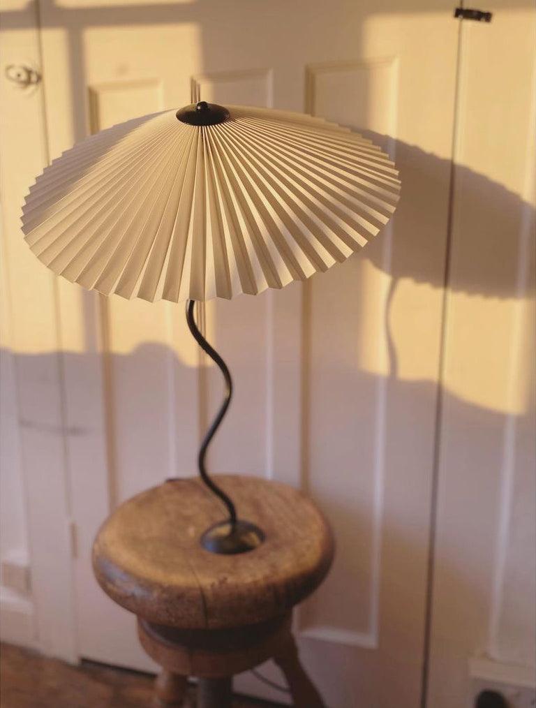 Squiggle Table Lamp — Wavy Stem, Pleated Origami Shade