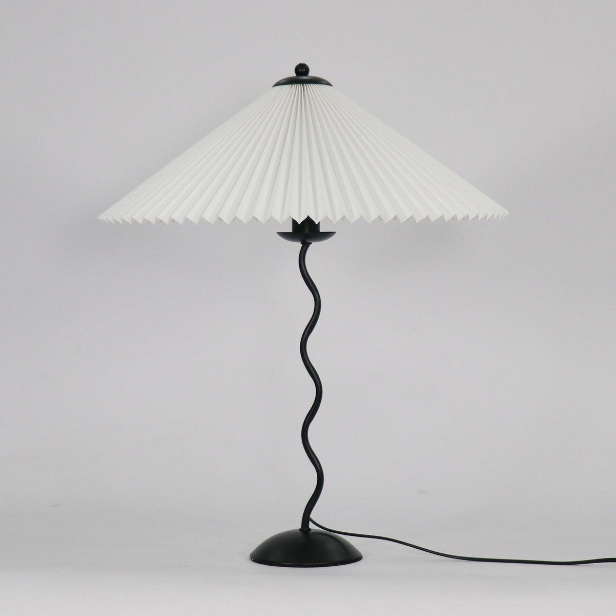 Squiggle Table Lamp — Wavy Stem, Pleated Origami Shade