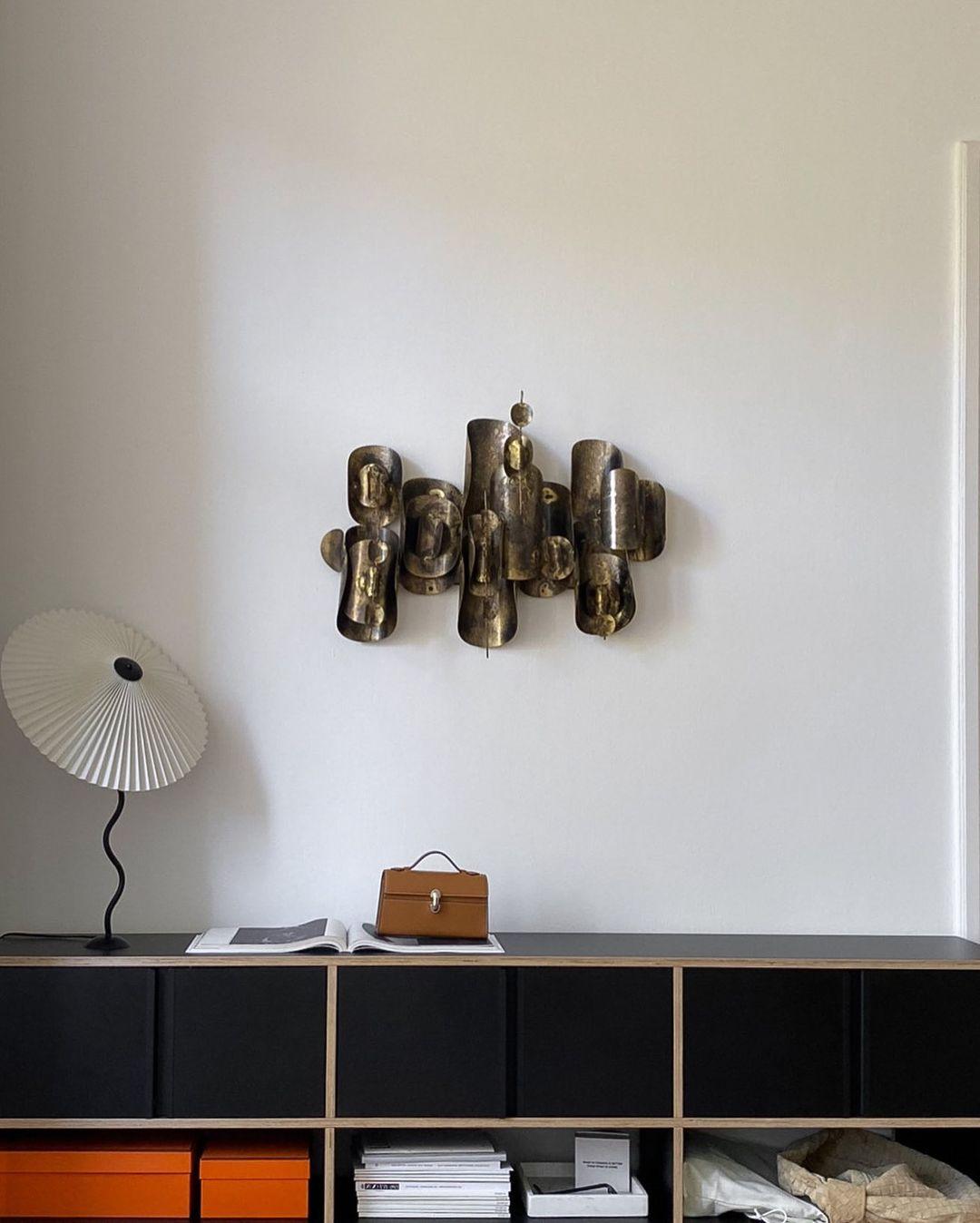 Squiggle Table Lamp — Wavy Stem, Pleated Origami Shade