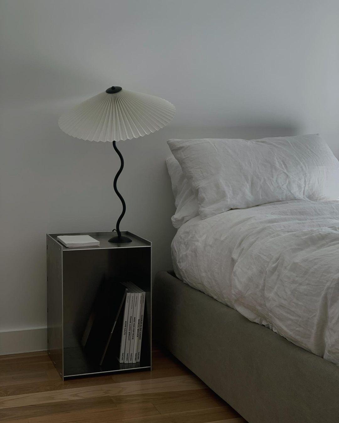 Squiggle Table Lamp — Wavy Stem, Pleated Origami Shade