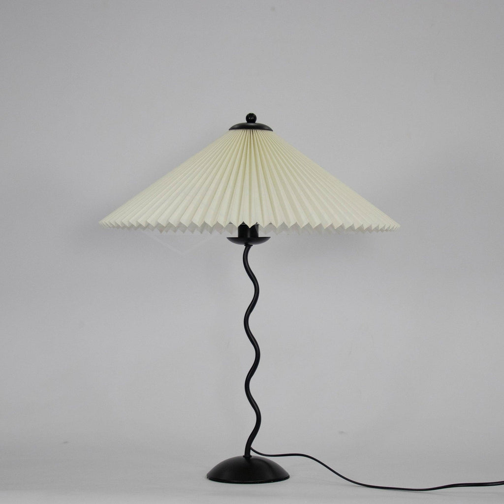Squiggle Table Lamp — Wavy Stem, Pleated Origami Shade