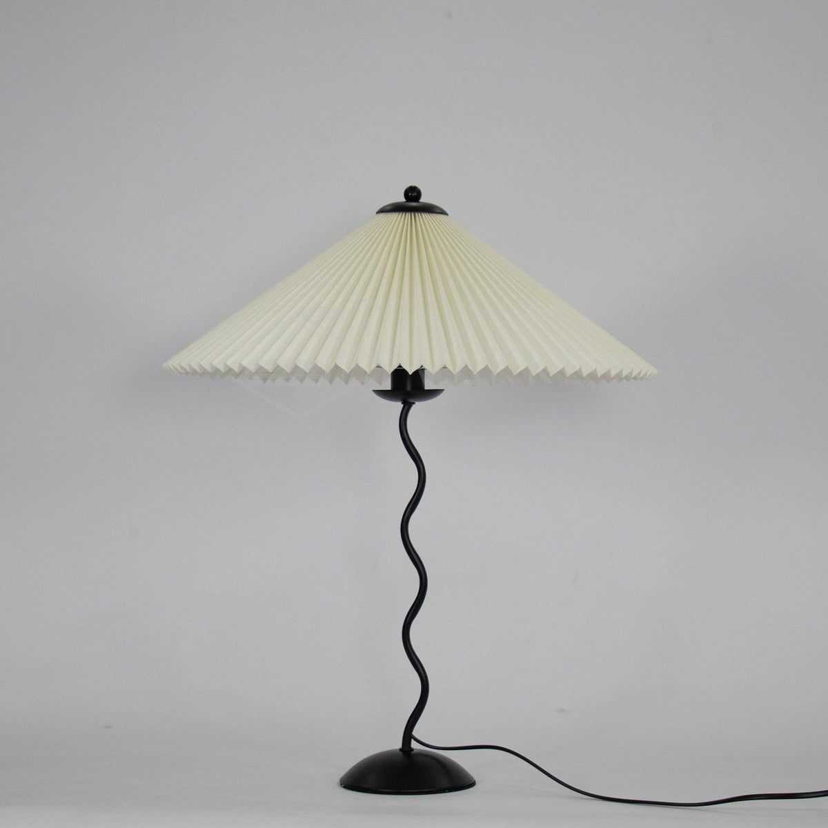 Squiggle Table Lamp — Wavy Stem, Pleated Origami Shade