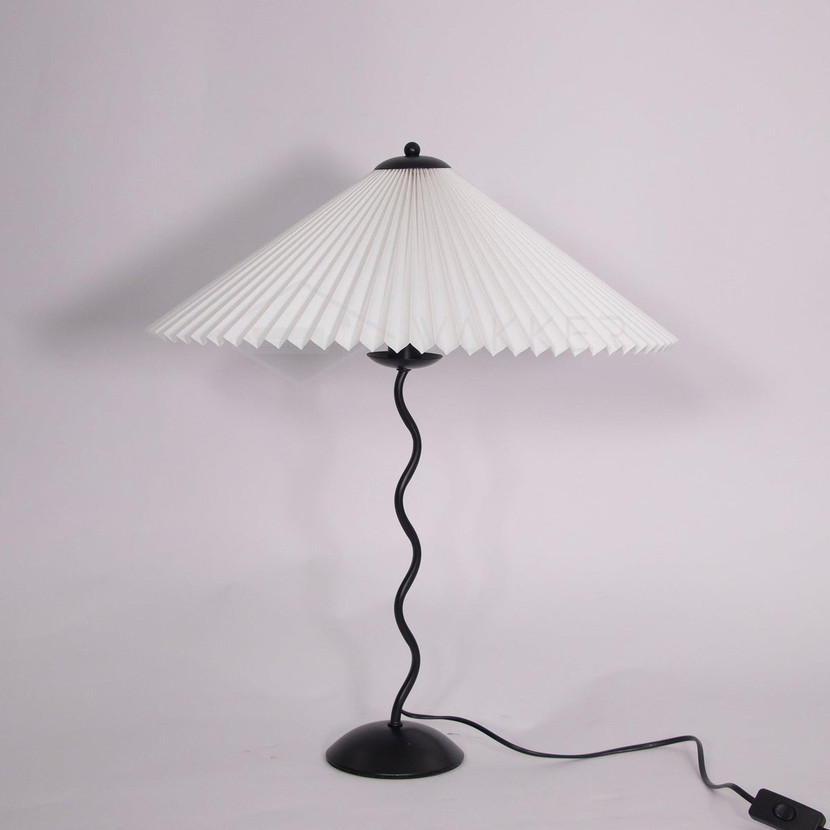 Squiggle Table Lamp — Wavy Stem, Pleated Origami Shade