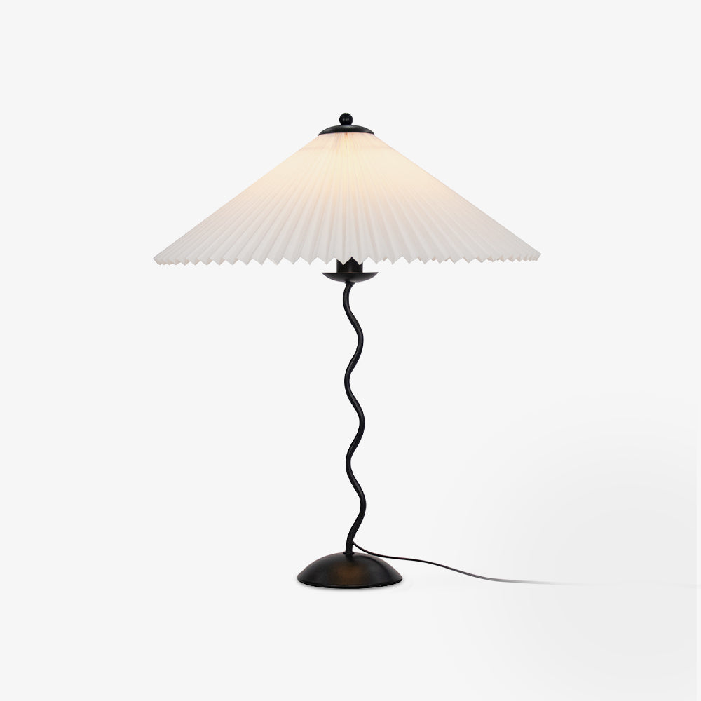 Squiggle Table Lamp — Wavy Stem, Pleated Origami Shade