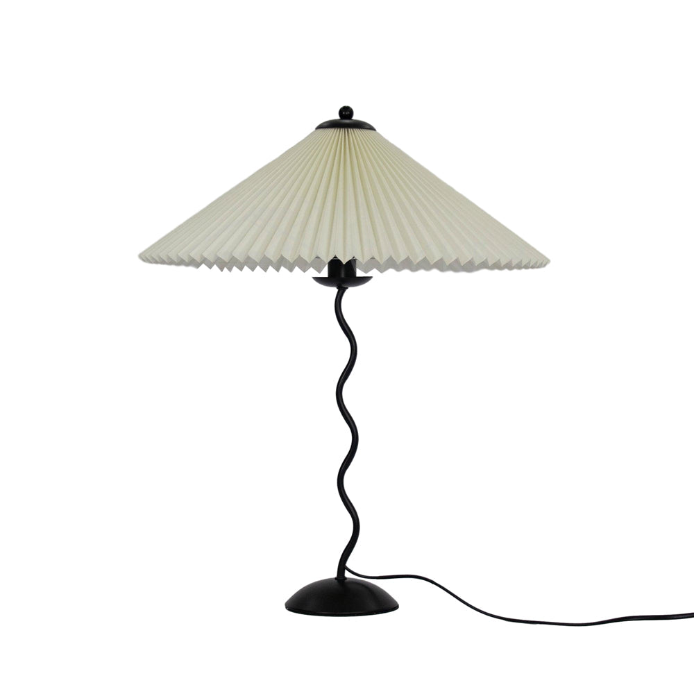 Squiggle Table Lamp — Wavy Stem, Pleated Origami Shade
