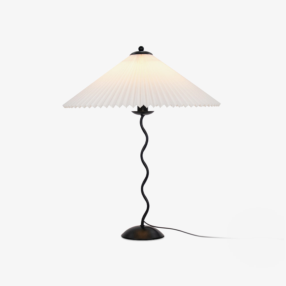 Squiggle Table Lamp — Wavy Stem, Pleated Origami Shade