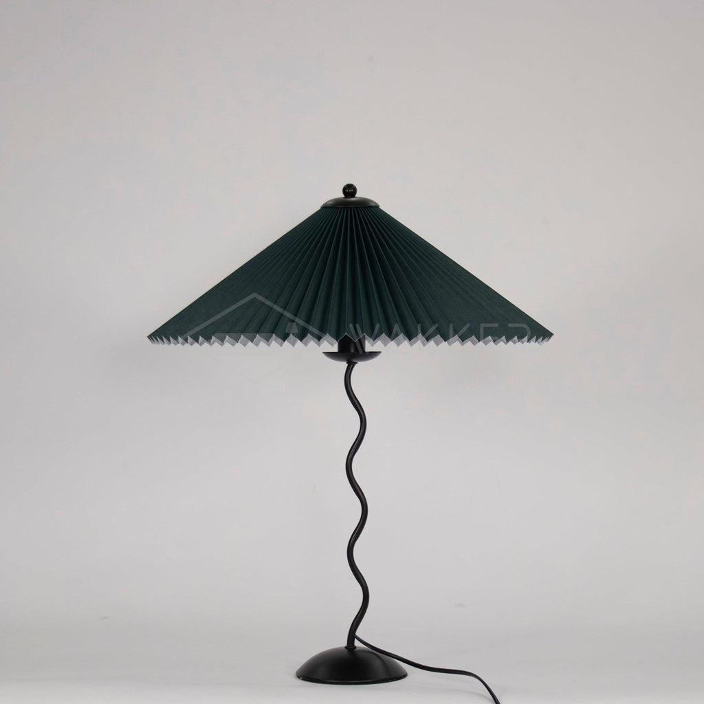 Squiggle Table Lamp — Wavy Stem, Pleated Origami Shade
