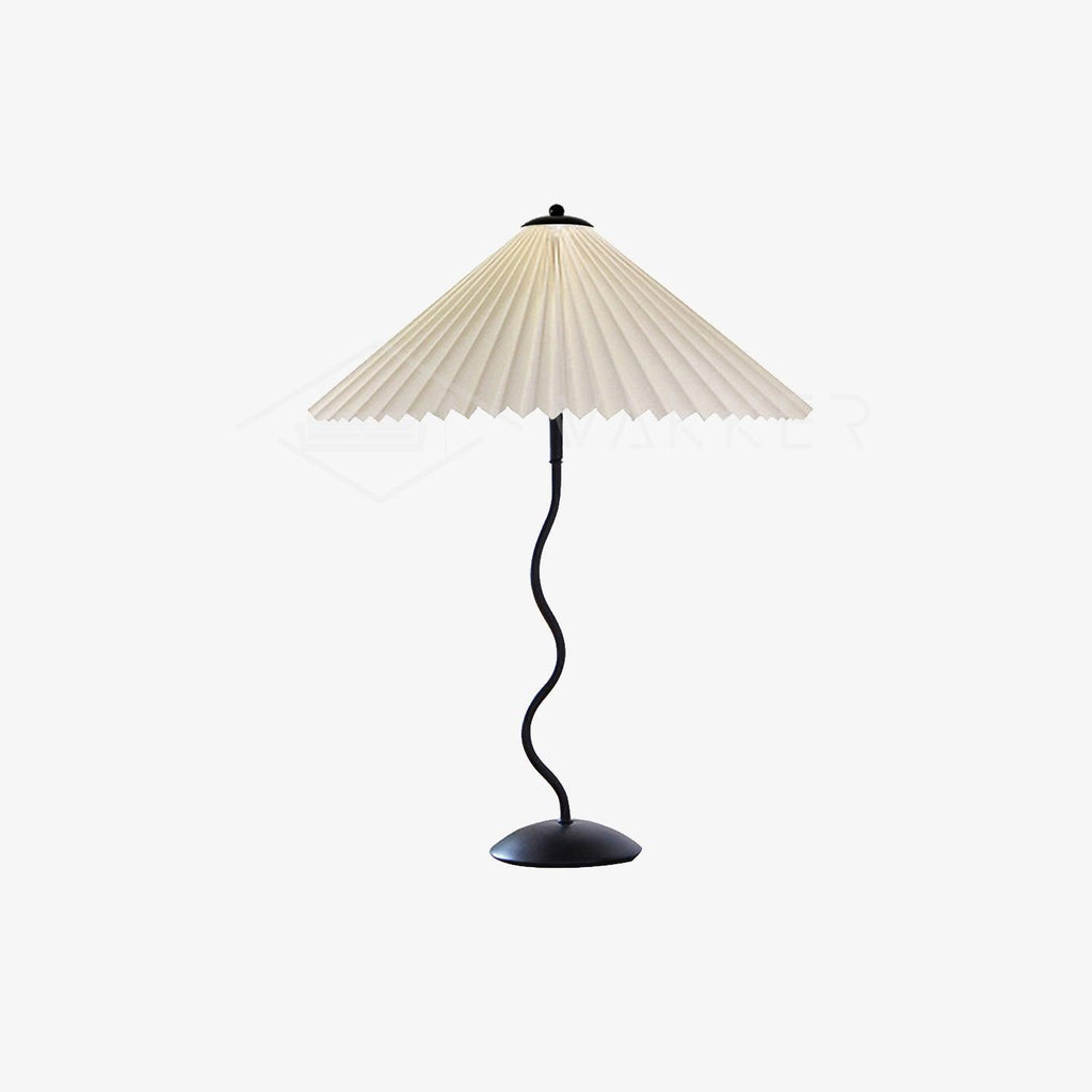 Squiggle Table Lamp — Wavy Stem, Pleated Origami Shade