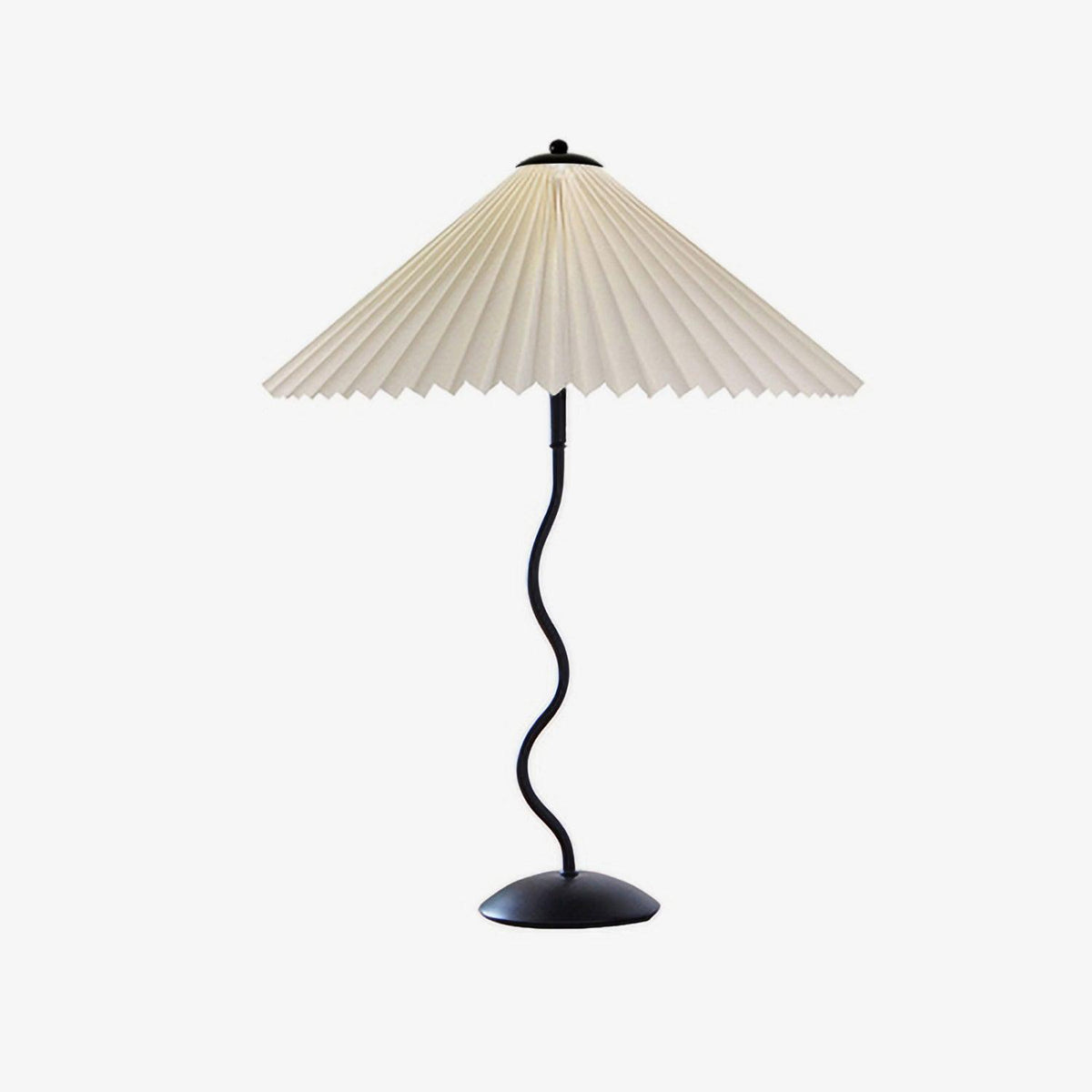 Squiggle Table Lamp — Wavy Stem, Pleated Origami Shade